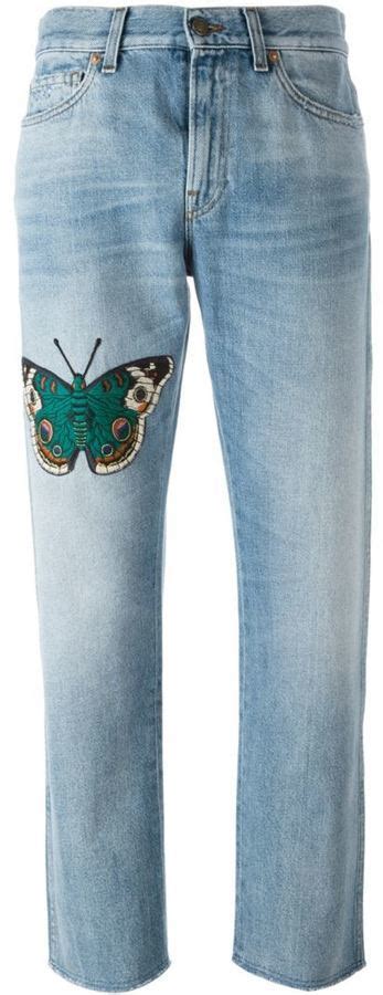 gucci boyfriend butterfly pants|gucci jeans for women.